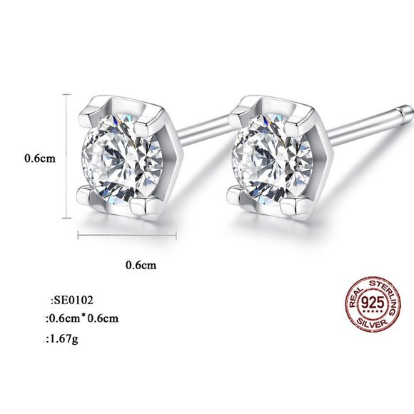 S925 Sterling Silver Stud Earrings Zircon Women's ZB1170551 - Picture 5 of 5
